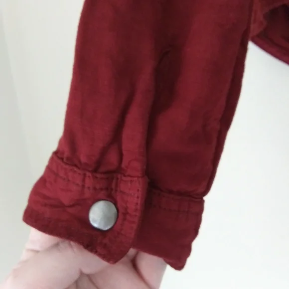 LUCKY BRAND ADDISYN UPDATE Dark Red Linen Blend Zip Up Moto Style Jacket Small - Picture 5 of 10